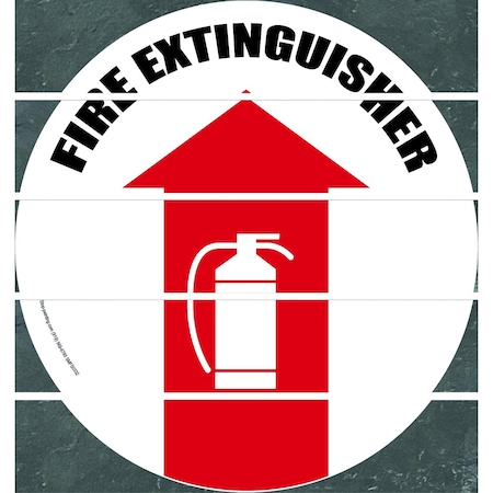 Superior Mark Floor Sign, Superior Mark, Fire Extinguisher Arrow White Background, 17.5in SMFS0332